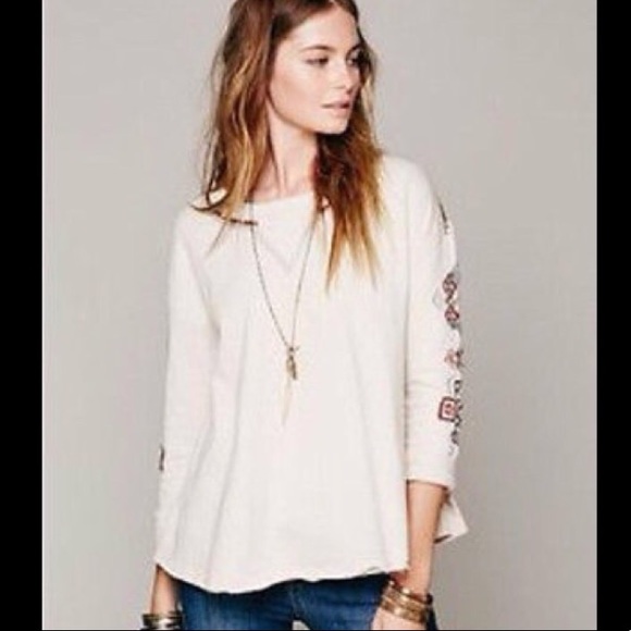 Free People Tops - Free People Embellished Beaded Boho Pullover